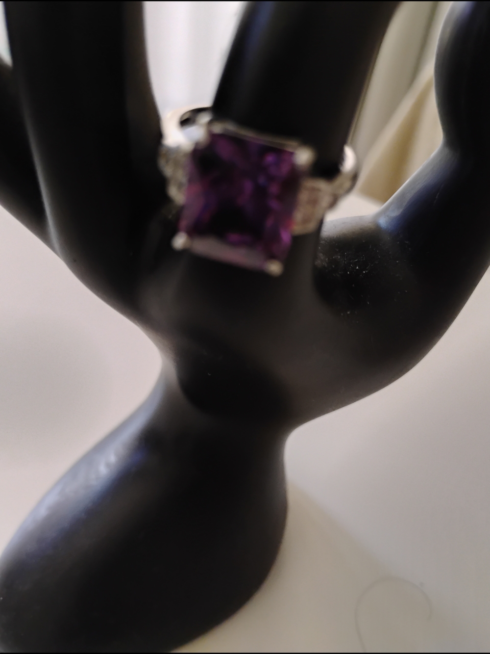 AmethystSquare-Cut Statement Ring - Silver - Picture 3 of 3